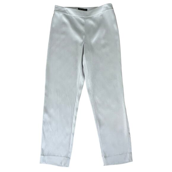 St. John icy silver liquid satin Emma mid rise ankle evening pants size 6 **
